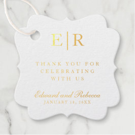 Dank U Elegant Monogram Goud Folie Bruiloft Bedankjes Labels
