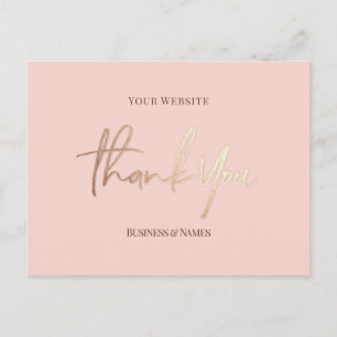 Dank U Elegant Nepgoud Folie Roze Zakelijk Briefkaart