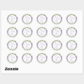 Dank u Elegant Paarse Bloemen Script Bruiloft Ronde Sticker (Vel)