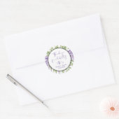 Dank u Elegant Paarse Bloemen Script Bruiloft Ronde Sticker (Envelop)