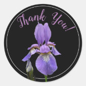Dank u Elegant Paarse Iris Ronde Sticker (Voorkant)