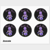 Dank u Elegant Paarse Iris Ronde Sticker (Vel)