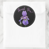 Dank u Elegant Paarse Iris Ronde Sticker (Tas)