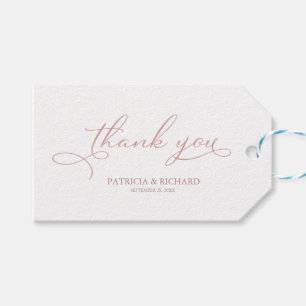 Dank u - Elegant Roos Gouden Bruiloft Favor Labels Cadeaulabel