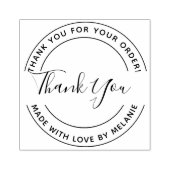 Dank u Elegant Script Circle Tekst & InkPad Rubberstempel (Afrduk)