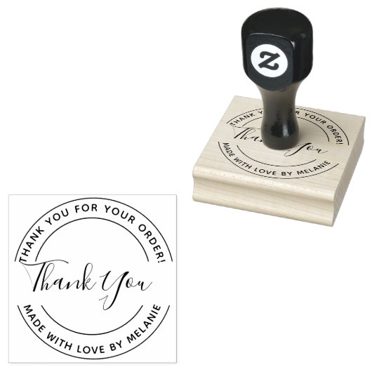 Dank u Elegant Script Circle Tekst & InkPad Rubberstempel (Gestempeld)