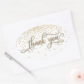 Dank u Elegant Script, Gouden Glitter & Confetti Ovale Sticker (Envelop)