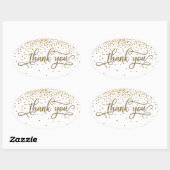 Dank u Elegant Script, Gouden Glitter & Confetti Ovale Sticker (Vel)