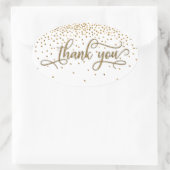 Dank u Elegant Script, Gouden Glitter & Confetti Ovale Sticker (Tas)