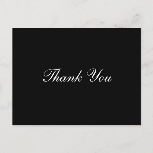 Dank U Elegant Script Tekst Zwart en Wit Briefkaart (Voorkant)