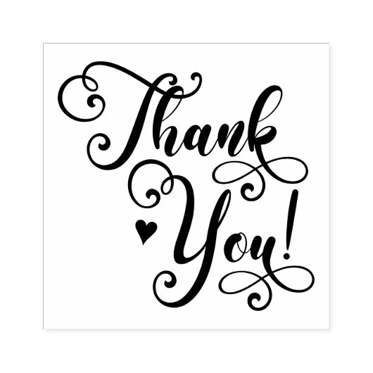 Dank u Elegant Script Typografie Hart Rubberstempel (Afrduk)