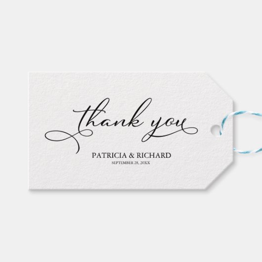 Dank u - Elegant Script Wedding Favor Labels Cadeaulabel (Voorkant (Horizontaal))