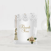 Dank U Elegant Trouw Wit Crème Goud Roos Bedankkaart (Voorkant)