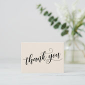 Dank u Elegant Typography Cream Wedding Favor Informatiekaartje (Staand voorkant)
