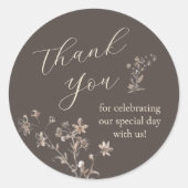 Dank u Elegant Wildflower Gepersonaliseerd bruilof Ronde Sticker (Voorkant)