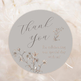 Dank u Elegant Wildflower Gepersonaliseerd Wedding Ronde Sticker