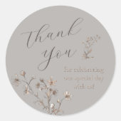 Dank u Elegant Wildflower Gepersonaliseerd Wedding Ronde Sticker (Voorkant)