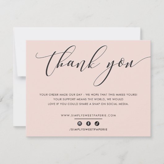 DANK U elegant zakelijk blush roze Bedankkaart (Voorkant)