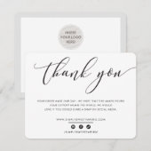  DANK U elegant zakelijk zwart wit Bedankkaart (Voorkant / Achterkant)