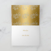 Dank U Elegant Zilveren Gouden Kant Diamant Overla Bedankkaart (Binnen)