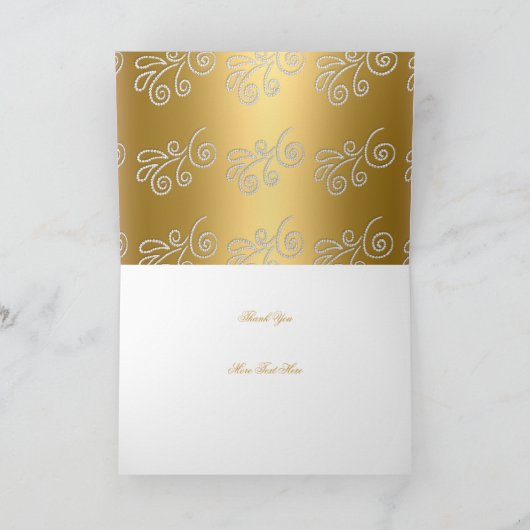 Dank U Elegant Zilveren Gouden Kant Diamanten Over Bedankkaart (Binnen)