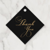 Dank u Elegant Zwart Goud Bruiloft Bedankjes Labels (Voorkant)