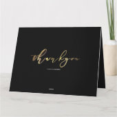 Dank U Elegant Zwart Goud Handgeschreven Script Bedankkaart (Achterkant)