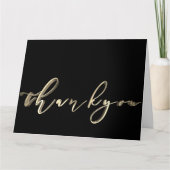 Dank U Elegant Zwart Goud Handgeschreven Script Bedankkaart (Voorkant)