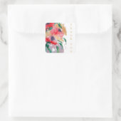 Dank U Elegante Bloemige Vierkante Sticker (Tas)