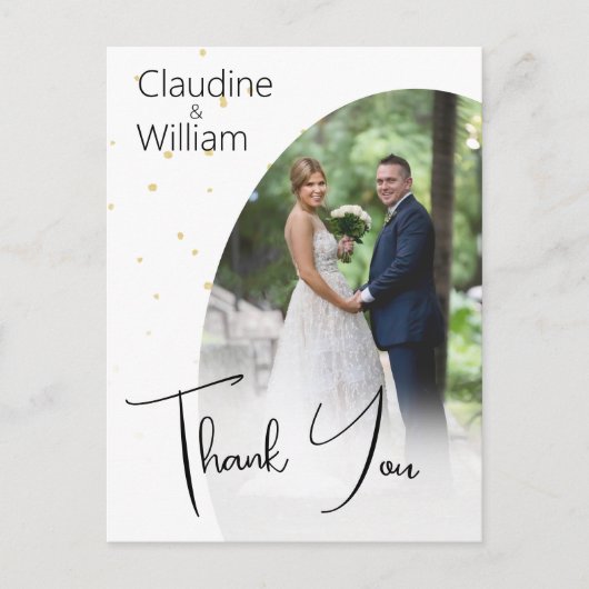 Dank u Elegante Foto Chic Moderne Bruiloft Briefkaart (Voorkant)