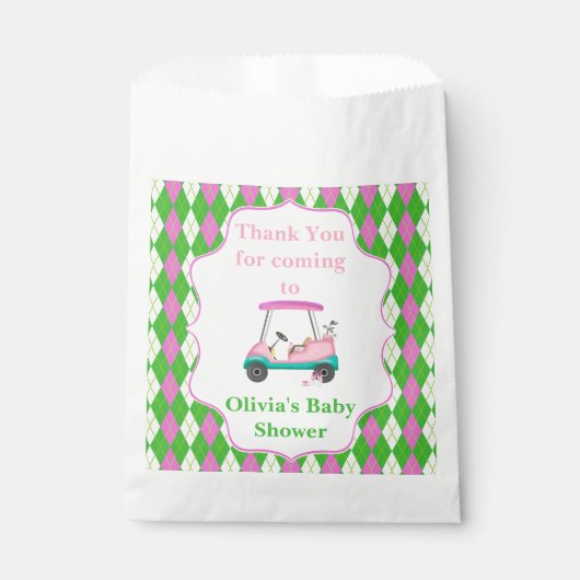Dank u elegante golfkar klaar voor Baby shower Bedankzakje (Voorkant)