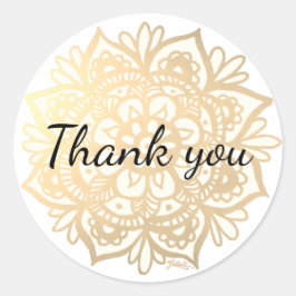Dank U Elegante Gouden Mandala Bloem Ronde Sticker