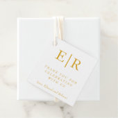 Dank U Elegante Gouden Witte Monogram Bruiloft Bedankjes Labels (In situ)