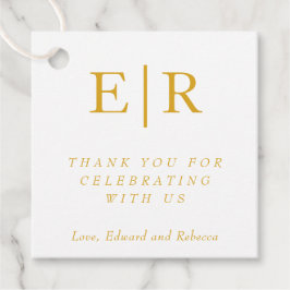 Dank U Elegante Gouden Witte Monogram Bruiloft Bedankjes Labels