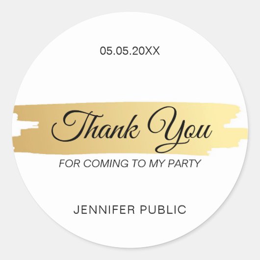 Dank U Elegante Handgeschreven Script Gouden Sjabl Ronde Sticker (Voorkant)