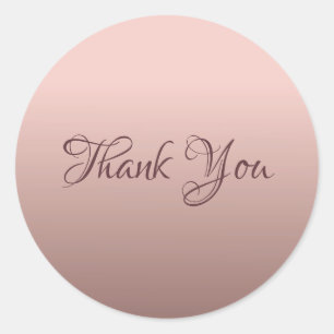 Dank U Elegante Sjabloon Roze Goud Kleur Ronde Sticker
