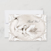 Dank U Elegante Trouw Cream Witte Zwanen Set Bedankkaart (Voorkant)