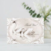 Dank U Elegante Trouw Cream Witte Zwanen Set Bedankkaart (Staand voorkant)