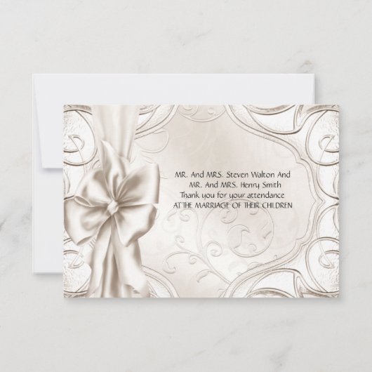 Dank U Elegante Trouw Cream Witte Zwanen Set Bedankkaart (Achterkant)