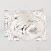 Dank U Elegante Trouw Cream Witte Zwanen Set Bedankkaart (Voorkant / Achterkant)