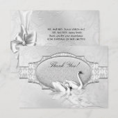 Dank U Elegante Trouw Zilveren Witte Zwanen Hart Kaart (Voorkant / Achterkant)