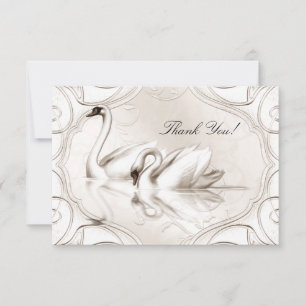 Dank u Elegante Trouwcrème Witte Zwanen Set Bedankkaart