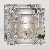 Dank U Elegante Trouwroom Crème Roze Zilver Wit Bedankkaart (Voorkant / Achterkant)