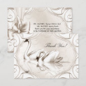 Dank U Elegante Trouwroom Crème Witte Zwanen Set Bedankkaart (Voorkant / Achterkant)