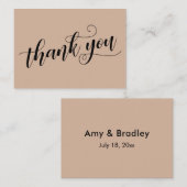 Dank u elegante typografie amandel bruiloft gunst informatiekaartje (Voorkant / Achterkant)