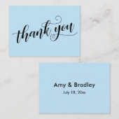 Dank u Elegante Typografie Blauwe Huwelijksgunst Informatiekaartje (Voorkant / Achterkant)