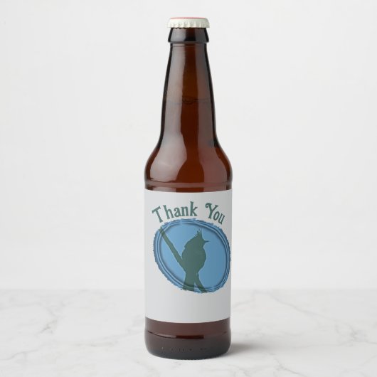 Dank U Elegante Vogel Silhouet Bier Etiket (Voorkant)