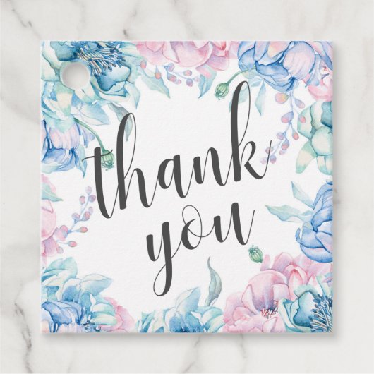Dank u Elegante Waterverf Bloemenboerderij Bedankjes Labels (Voorkant)