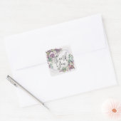 Dank U Elegante Waterverf Bloemenslinger  Vierkante Sticker (Envelop)