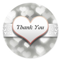 Dank u elegante witte liefde harten sticker